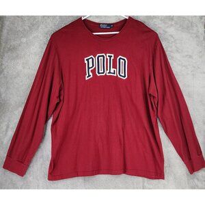 Polo Ralph Lauren Shirt Mens XXL Red Blue Embroidered Logo Long Sleeve Pullover
